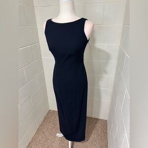 Vtg Shelli Segal Navy Maxi Dress
